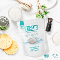 Epsoak Epsom Salt 19 lb. Magnesium Sulfate USP. (Qty. 1 x 19lb. Bags) Resealable Epsom Salt Bulk Bags Unscented, Made in The USA, Cruelty-Free Certified