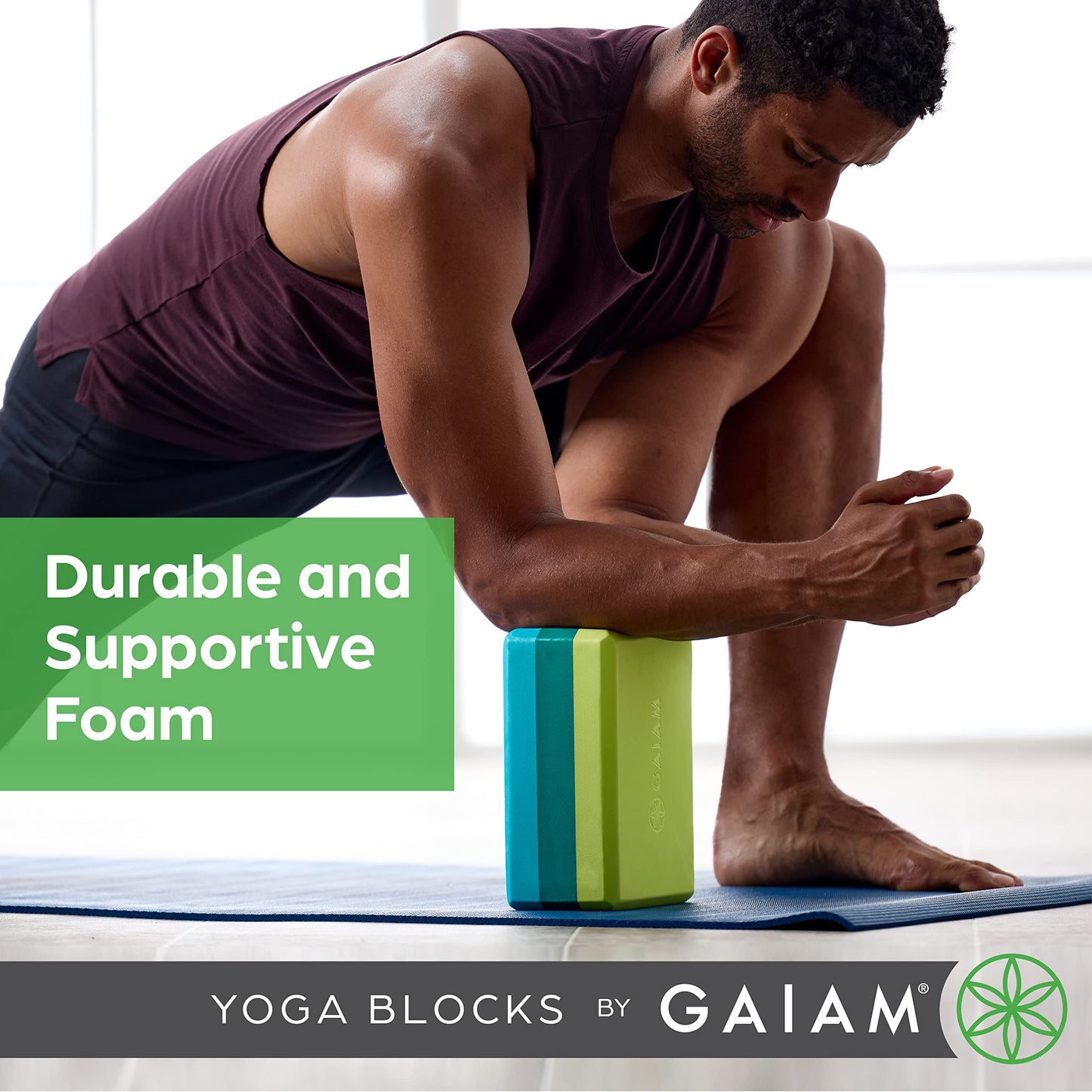 Gaiam Yoga Block - Supportive Latex-Free Eva Foam - Soft Non-Slip Surface with Beveled Edges for Yoga, Pilates, Meditation - Yoga Accessories for Stability, Balance, Deepen Stretches (Deep Purple)