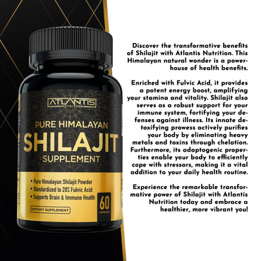 Shilajit Supplement - Pure Himalayan Authentic Shilaijt Resin Capsules Formulated with 20% Fulvic Acid - 10:1 Extract 10,000mg Extra Strength - Made in The USA - Shilajit for Men & Women 120 Capsules