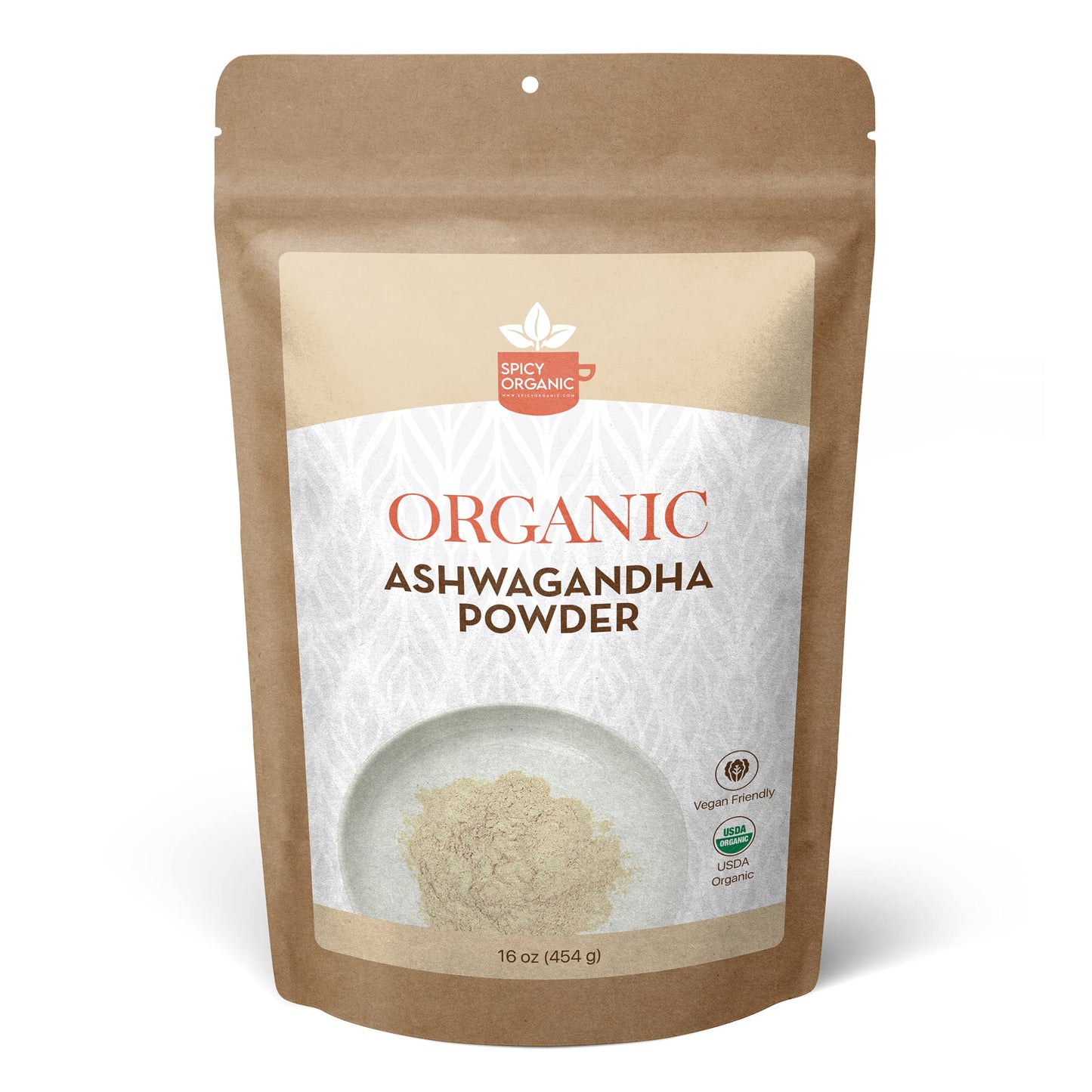 SPICY ORGANIC Ashwagandha Root Powder 16 oz. – Pure and Raw Indian Ginseng (Withania Somnifera) - A Versatile Alternative for Supplements, Herbal Teas, and More, USDA Certified Organic, Non-GMO