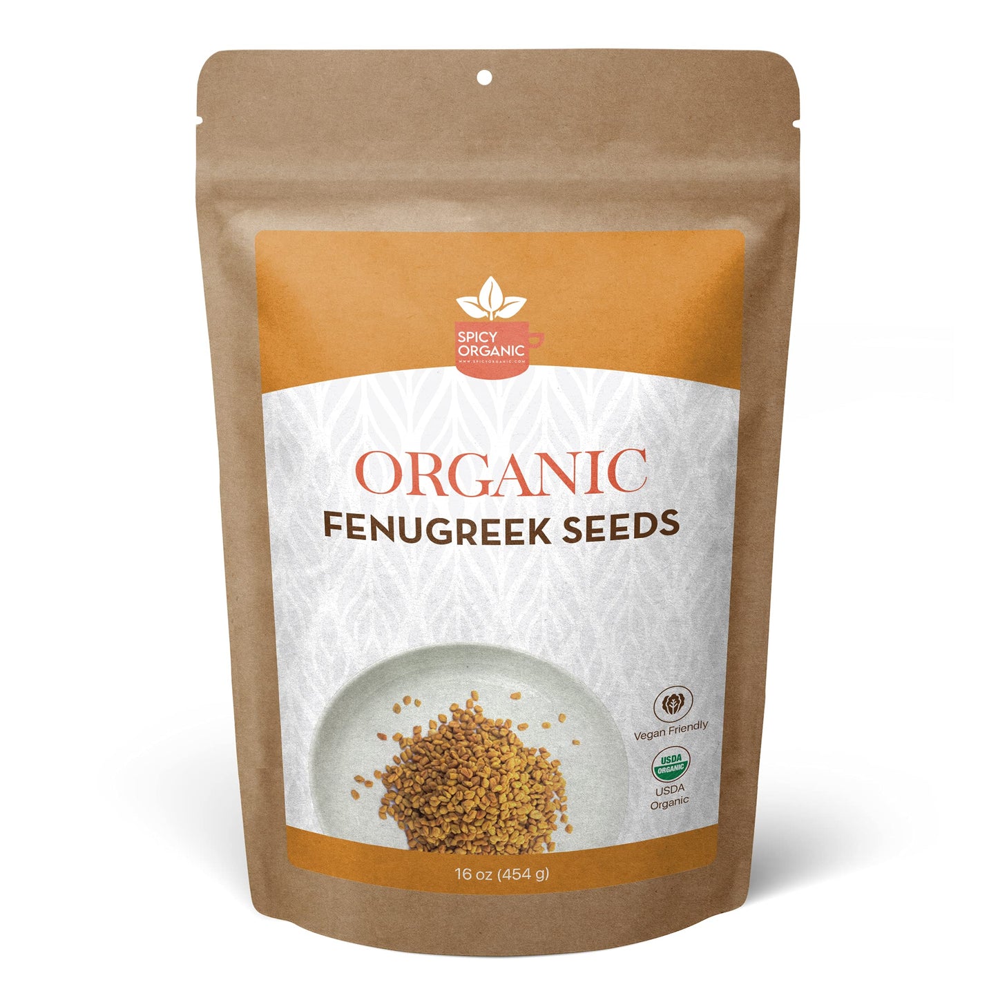 SPICY ORGANIC Fenugreek Seeds - Freshly Packed Methi Seeds - Best Use for Hair & Cooking - 100% Pure USDA Organic - 16 OZ