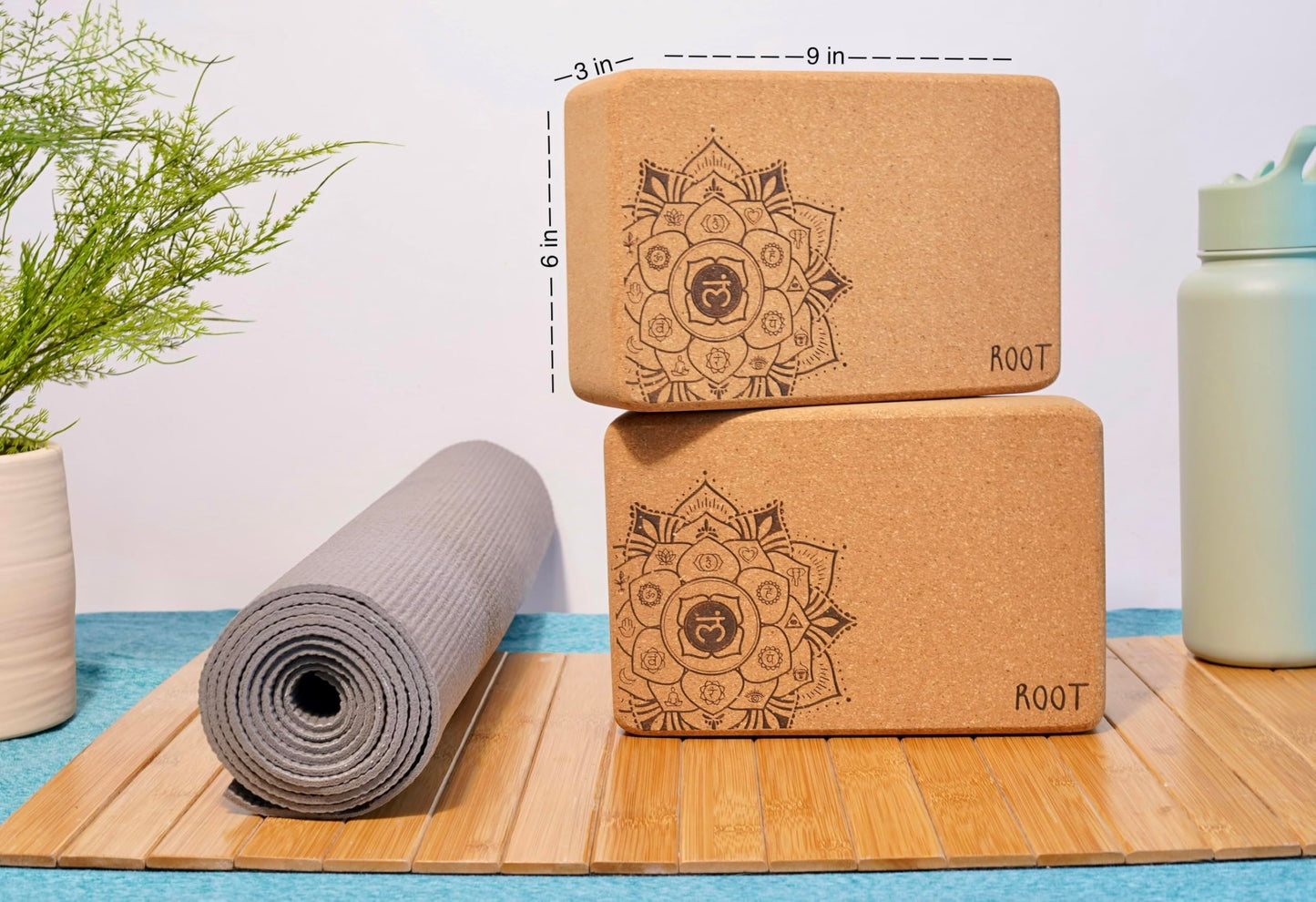 Ultimate Eco-Friendly Yoga Blocks | Pack of 2 | Cork Blocks - Non-Slip, Lightweight, and Moisture-Proof | Better Support, Balance & Comfort