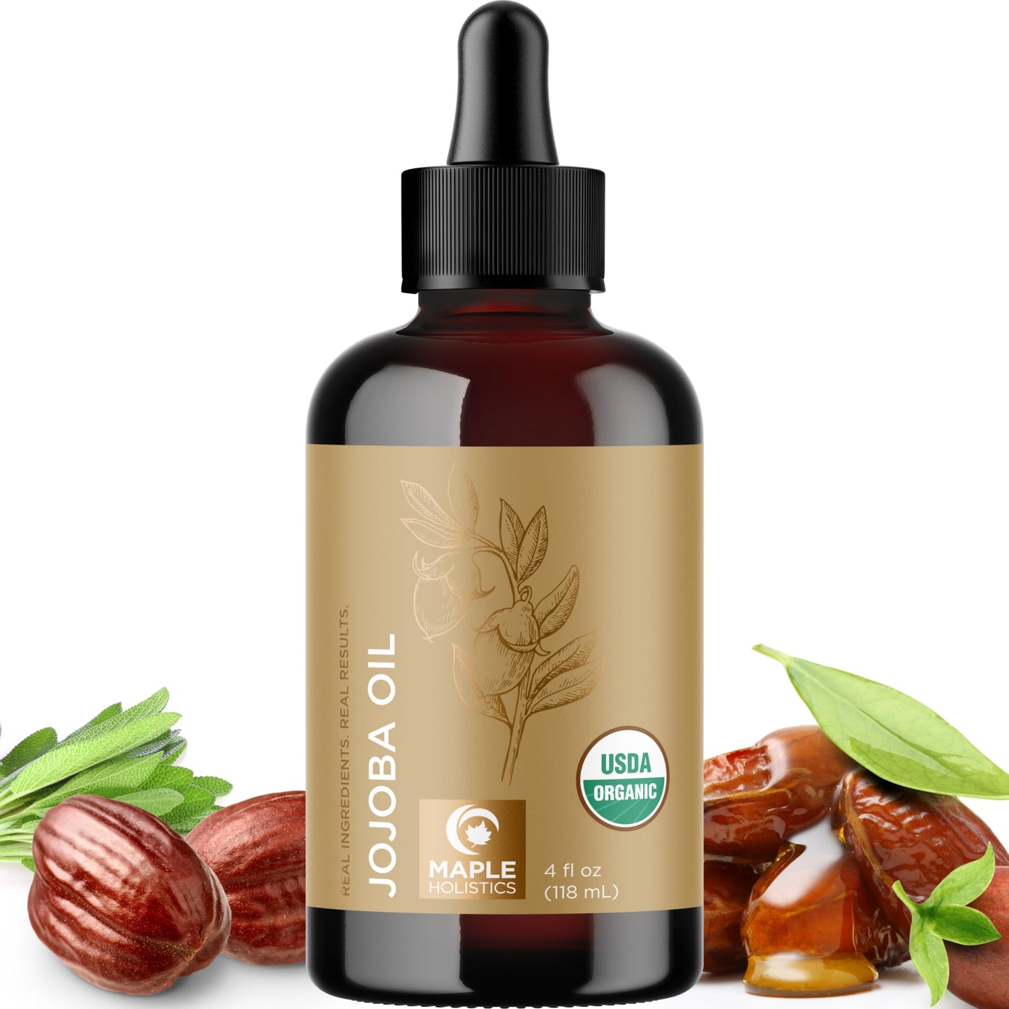 Organic Jojoba Oil Cold Pressed Unrefined - 100% Pure Jojoba Oil Organic Certified for Skin Hair & Nails - Organic Skin Care & Natural Beauty DIY Carrier Oil - Dermatologist Tested & Non GMO (4oz)