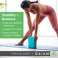 Gaiam Yoga Block - Supportive Latex-Free Eva Foam - Soft Non-Slip Surface with Beveled Edges for Yoga, Pilates, Meditation - Yoga Accessories for Stability, Balance, Deepen Stretches (Deep Purple)