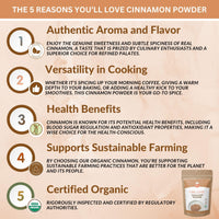 SPICY ORGANIC Ground Cinnamon Powder 4 oz. - Fresh Spice Seasoning for Tea, Coffee, Desserts, Oatmeal, Yogurt, Smoothies, and Trail Mix - USDA Organic Certified and Non-GMO