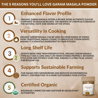 SPICY ORGANIC Garam Masala Powder 8 oz. - Traditional Indian Spice Mix for Curry, Chicken Seasoning, Marinades, Rice, Soups, Stews, Tofu, and Paneer - USDA Certified Organic, Non-GMO, Kosher