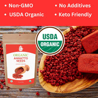 SPICY ORGANIC Annatto Seeds Whole 8 Oz. – USDA Certified Organic - All-Natural Achiote Seeds Spice and Seasoning for Rice, Cheese, Sauces, Achiote Paste, Recado Rojo, Meats, Poultry and Fish.