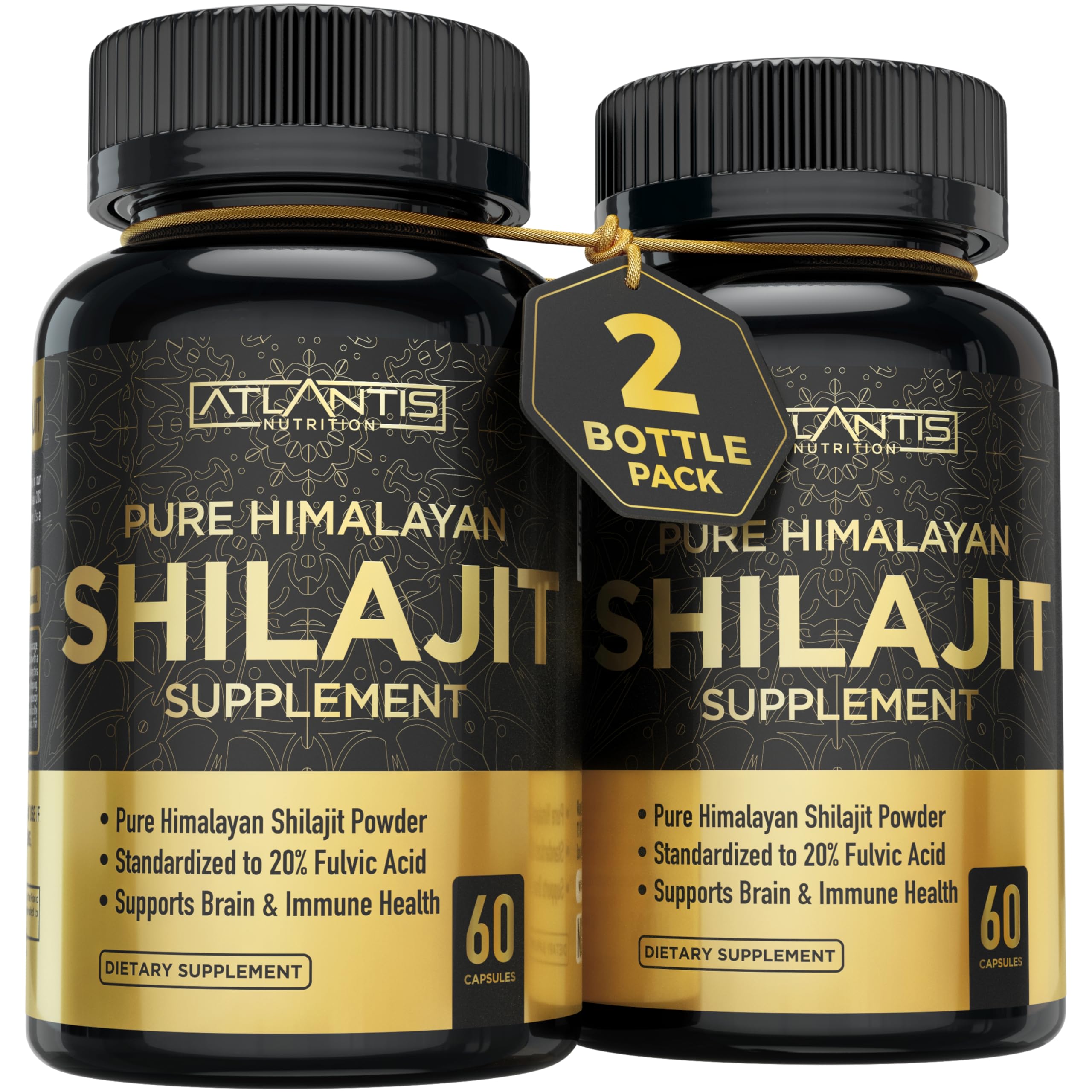 Shilajit Supplement - Pure Himalayan Authentic Shilaijt Resin Capsules Formulated with 20% Fulvic Acid - 10:1 Extract 10,000mg Extra Strength - Made in The USA - Shilajit for Men & Women 120 Capsules