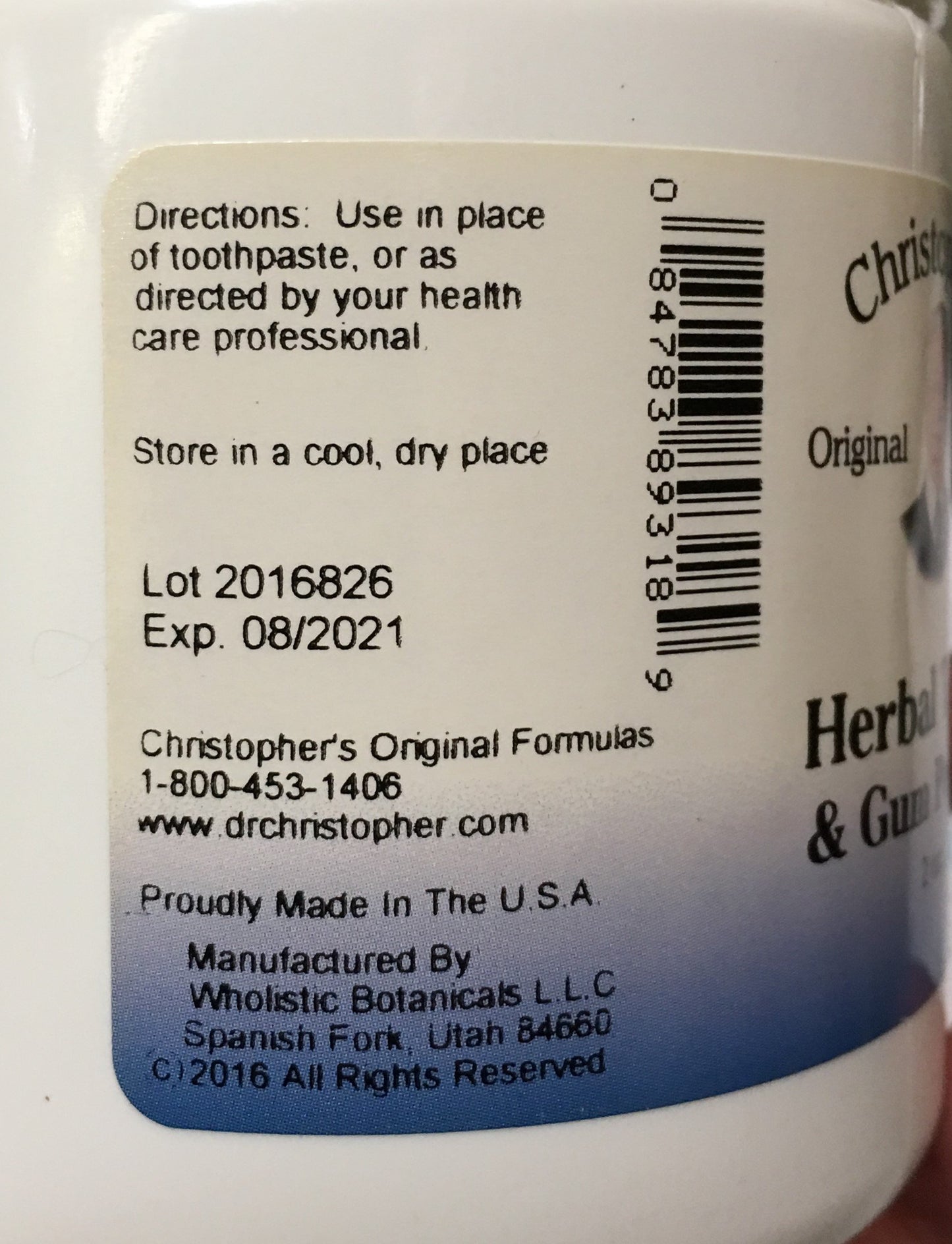 Christopher's Original Formulas Herbal Tooth and Gum Powder