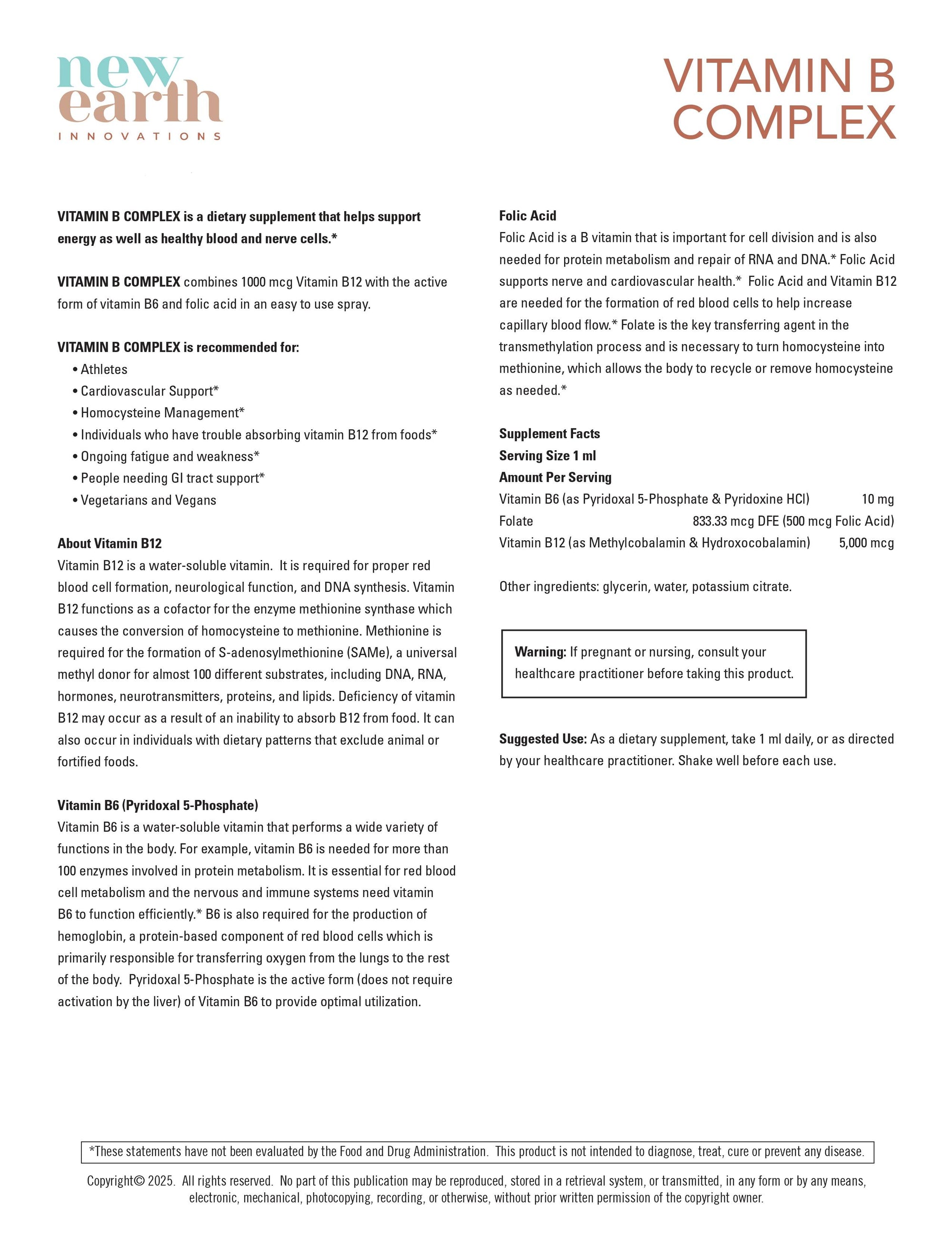 Vitamin B Complex - New Earth Innovations Supplements