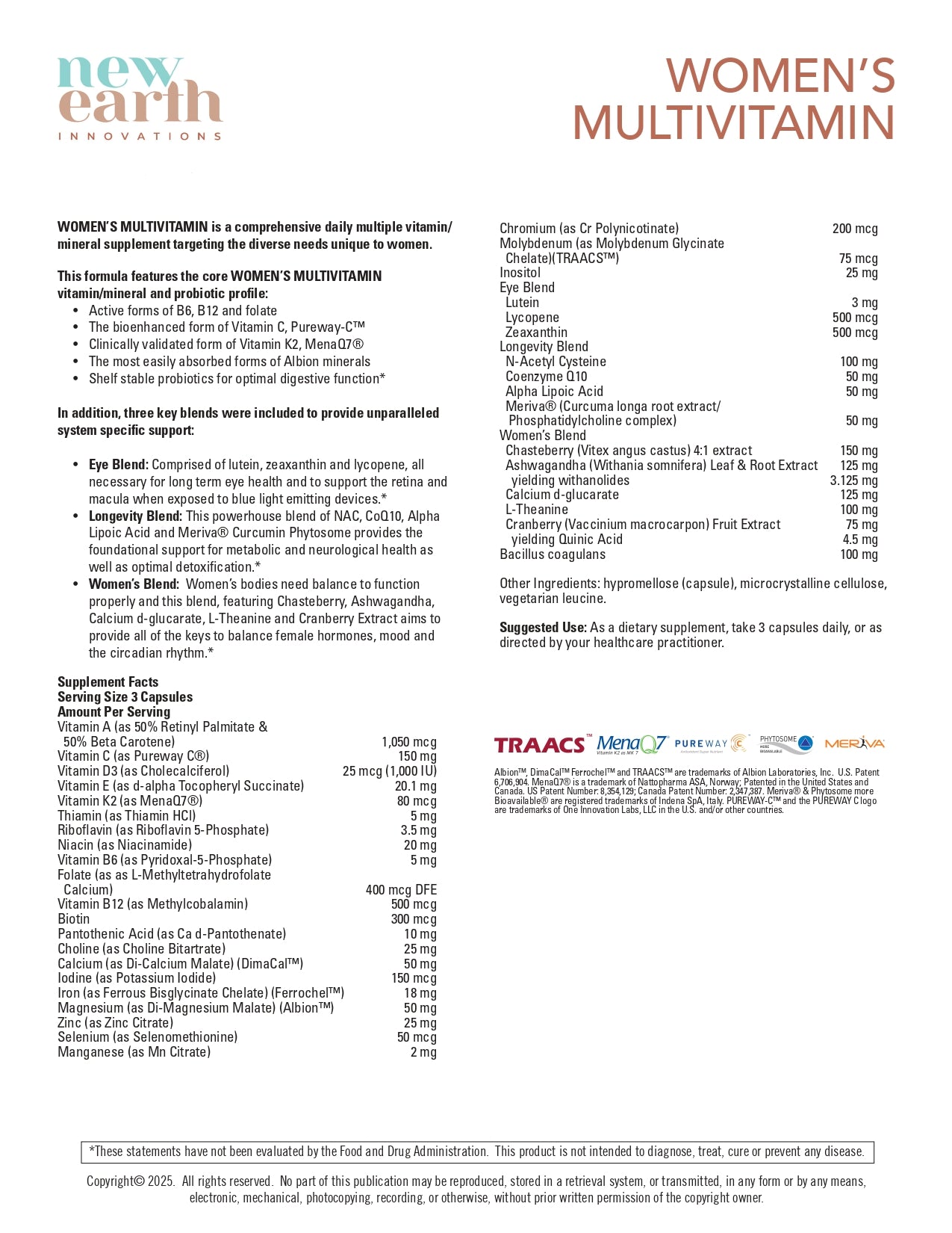 Women's Daily Multivitamin - New Earth Innovations Supplement