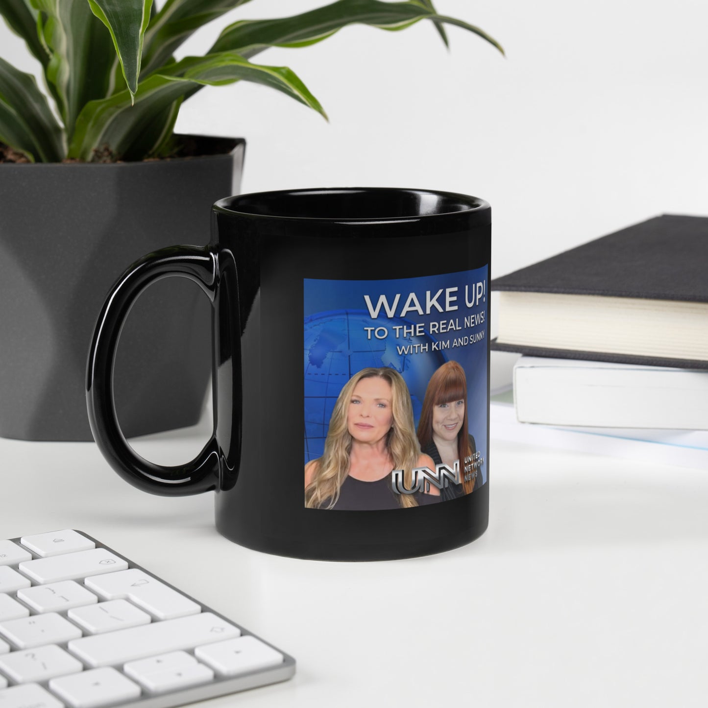 Wake Up With Kim and Sunny! Black Glossy Mug