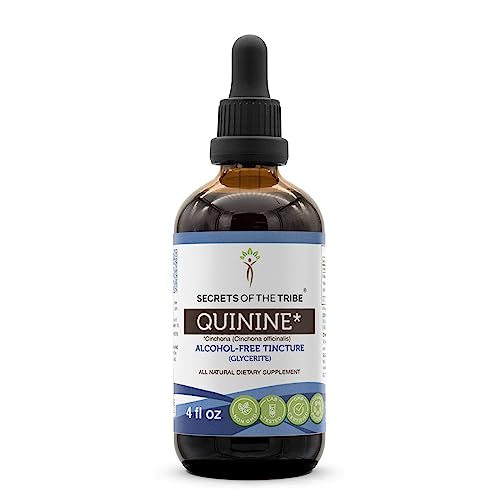 Secrets of the Tribe Quinine Alcohol-Free Tincture (Glycerite) 680 mg Wildcrafted Quinine (Cinchona officinalis) Dried Bark (4 Fl Oz) Leg Cramp Support Supplement