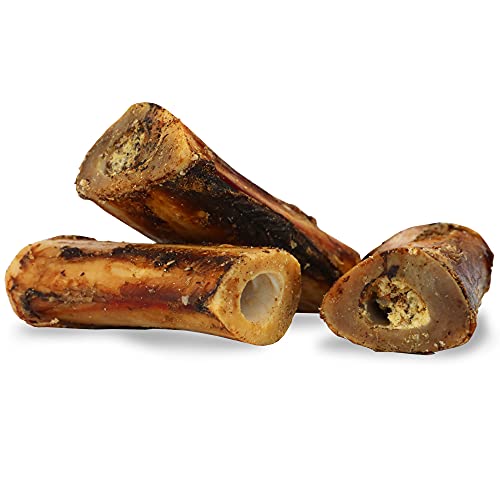 Pet Craft Supply All Natural Healthy Meaty Beef Marrow Bones Dog Chews Treats for Aggressive Chewers Long Lasting Rawhide Free Made in USA Premium Slow Roasted for Puppies Small Medium Dogs 3 Pack