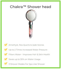 MineralStream Chakra Showerhead with Natural Gemstones, Therapeutic Crystals, Purification of Water Mineralization, Balance PH and Healing Force Mineral Stones Water Filtration