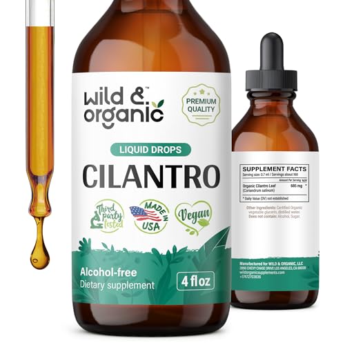 Organic Cilantro Supplements - Cilantro Leaf Tincture for Detox - Cilantro Liquid Extract for Body Cleanse - Vegan, Alcohol Free Drops - 4 fl oz