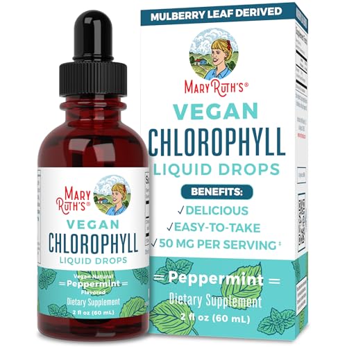 MaryRuth Organics Chlorophyll Liquid Drops, Clean Label Project Certified, Vegan, Non-Diluted Liquid Chlorophyll| Mulberry Derived Supplement for Ages 14+, Non-GMO, Delicious Minty Flavor, 2 Fl Oz