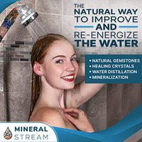 MineralStream Chakra Showerhead with Natural Gemstones, Therapeutic Crystals, Purification of Water Mineralization, Balance PH and Healing Force Mineral Stones Water Filtration