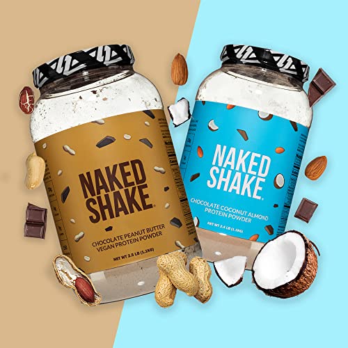 Naked Shake - Chocolate Peanut Butter Protein Powder - Vegan Protein Powder from US & Canadian Farms with MCT Oil, Gluten-Free, Soy-Free, No GMOs or Artificial Sweeteners - 30 Servings