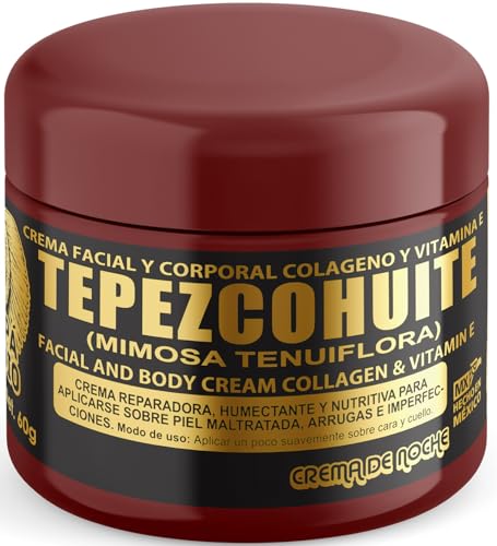 PAPA INDIO Tepezcohuite Night Skincare Cream Facial Collagen & Mimosa Tenumora Extract - Rejuvenation & Elasticity Boost for Radiant, Youthful Glow - Hypoallergenic - Made in Mexico - 2 Oz (Pack of 1)