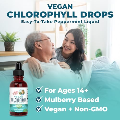 MaryRuth Organics Chlorophyll Liquid Drops, Clean Label Project Certified, Vegan, Non-Diluted Liquid Chlorophyll| Mulberry Derived Supplement for Ages 14+, Non-GMO, Delicious Minty Flavor, 2 Fl Oz