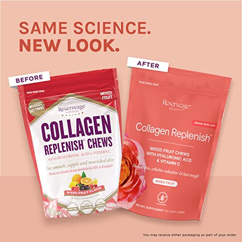 Reserveage Beauty, Collagen Replenish Chews, Supplement for Skin Care and Hair Growth, Supports Collagen and Elastin, Nail Care Supplement, 60 Soft Chews (20 Servings)