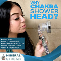 MineralStream Chakra Showerhead with Natural Gemstones, Therapeutic Crystals, Purification of Water Mineralization, Balance PH and Healing Force Mineral Stones Water Filtration