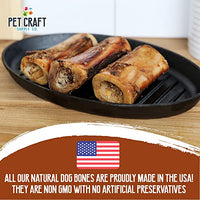 Pet Craft Supply All Natural Healthy Meaty Beef Marrow Bones Dog Chews Treats for Aggressive Chewers Long Lasting Rawhide Free Made in USA Premium Slow Roasted for Puppies Small Medium Dogs 3 Pack