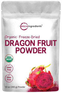 Micro Ingredients Organic Freeze-Dried Dragon Fruit Powder (Pink Pitaya/Pitahaya), 10 Ounce, Perfect for Shakes, Baking & Smoothie, Non-GMO, No Gluten, Vegan Friendly