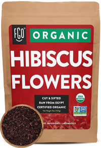 FGO Organic Hibiscus Flowers Loose Tea, Resealable Kraft Bag, 16oz (Pack of 1)