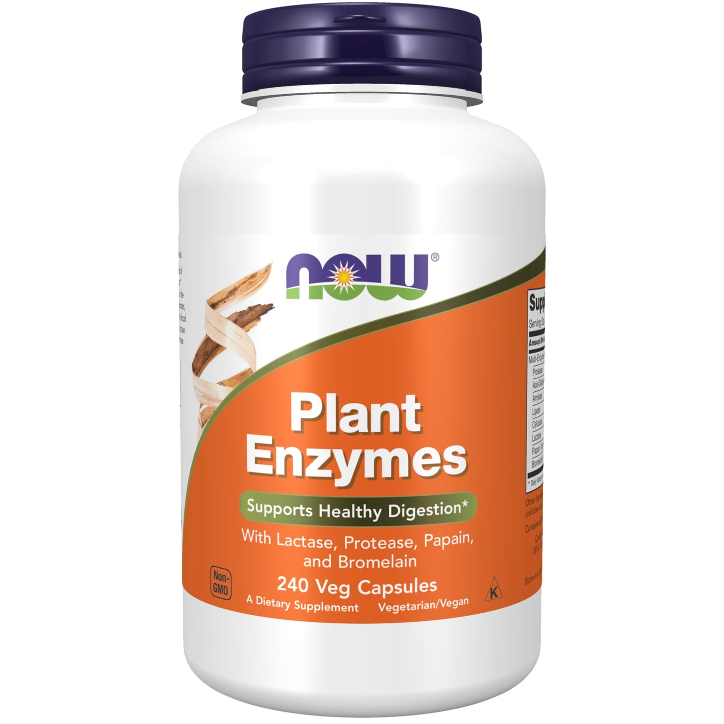 NOW Supplements, Plant Enzymes with Lactase, Protease, Papain and Bromelain, 240 Veg Capsules