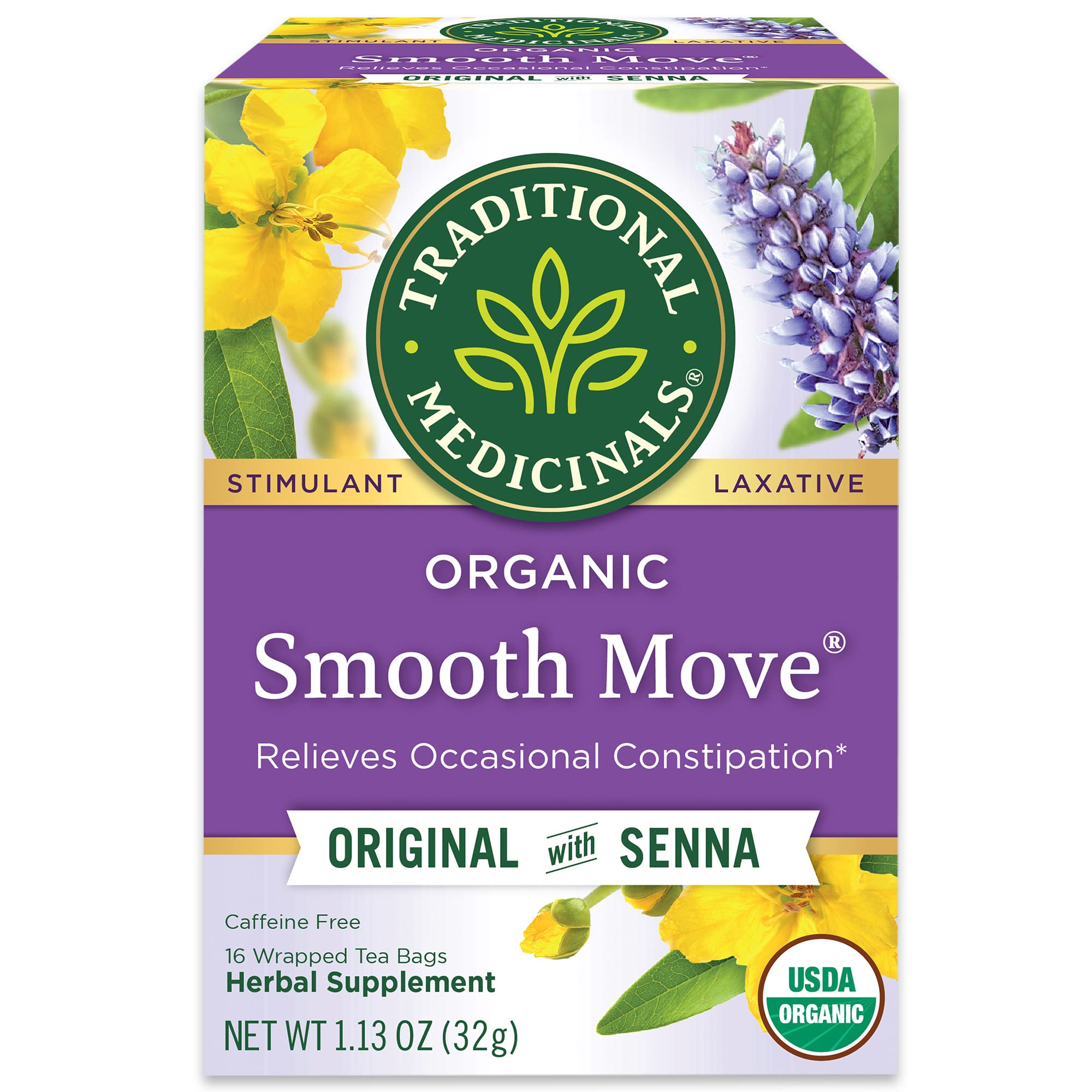 Traditional Medicinals Tea, Organic Smooth Move, Relieves Occasional Constipation, Senna, 16 Tea Bags