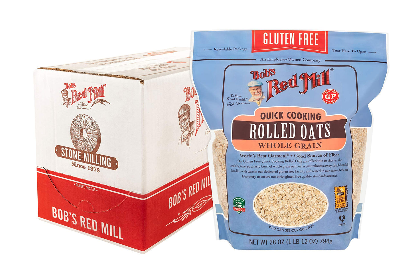 Bob's Red Mill Gluten Free Quick Cooking Rolled Oats, 28-ounce (Pack of 4)